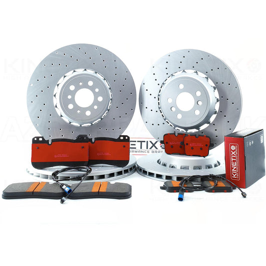 FOR BMW X5M X6M F95 F96 Competition CROSS DRILLED FRONT REAR BRAKE DISCS PADS & WEAR WIRE SENSOR LEADS 395mm 380mm 34118054825 / 34118054826 / 34208074285 / 34208074286
