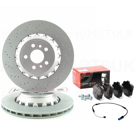 FOR BMW X4M F98 Competition X4 M CROSS DRILLED REAR LEFT RIGHT BRAKE DISCS BREMBO PADS 370mm X 24mm 34 11 8 054 827 | 34 11 8 054 828 | 34118054827 | 34118054828