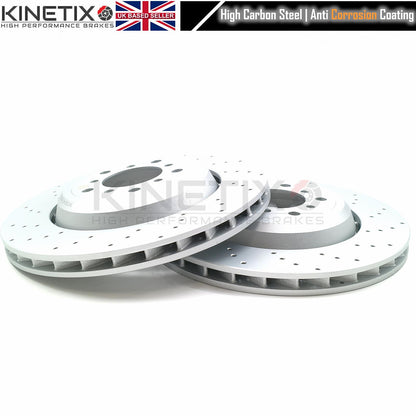 FOR BMW M3 E46 CSL Z4 M E85 E86 Z4M PERFORATED FRONT BRAKE DISCS 345mm X 28mm