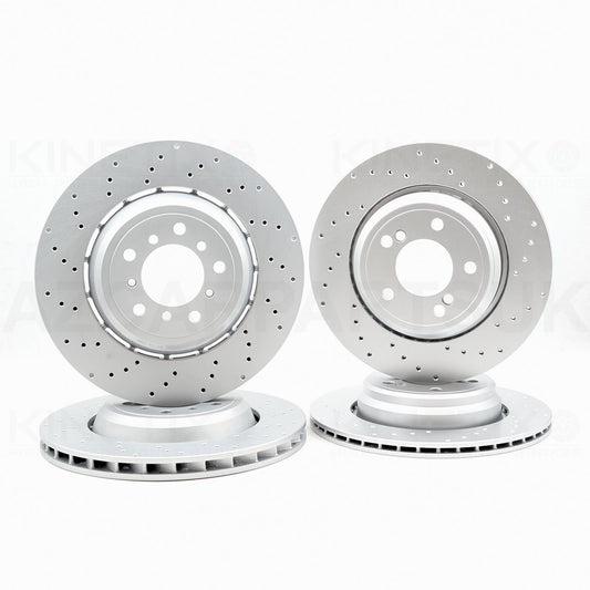 FOR BMW M3 E46 CSL Z4 M E85 E86 Z4M FRONT REAR LEFT RIGHT CROSS DRILLED BRAKE DISCS 345mm X 28mm | 328mm X 20mm