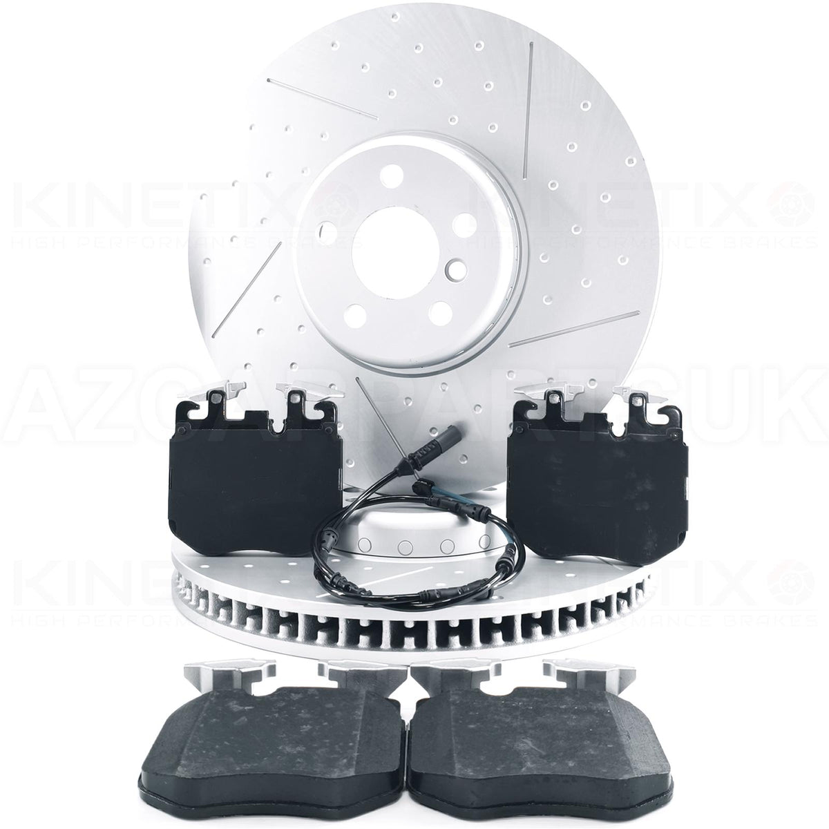 FOR BMW M240i M340d M340i M440d M440i BI-METALLIC DIMPLED GROOVED FRONT BRAKE DISCS PADS & SENSOR 374mm (FOR G SERIES CHASSIS)
