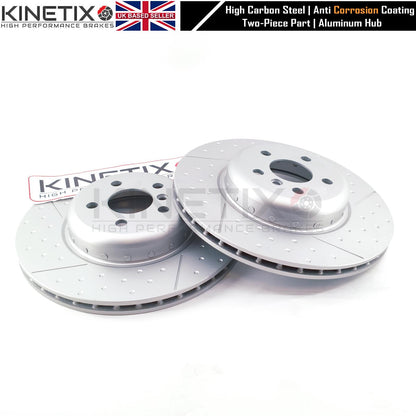 FOR BMW 620d GT G32 M SPORT PERFORMANCE DIMPLED GROOVED Bi-METALLIC TWO PIECE REAR BRAKE DISCS APEC PADS & PAD WEAR WIRE SENSOR LEAD 345mm x 24mm