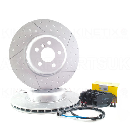 FOR BMW 320e G20 G21 M SPORT DIMPLED GROOVE REAR BRAKE DISCS TEXTAR PADS 345mm