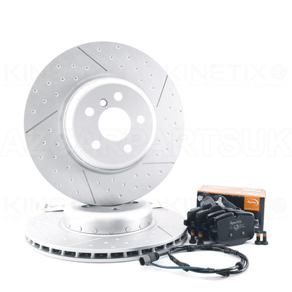 FOR BMW X4 M 40i G02 PERFORMANCE DIMPLED GROOVED Bi-METALLIC TWO PIECE REAR BRAKE DISCS APEC PADS & PAD WEAR WIRE SENSOR LEAD 345mm x 24mm