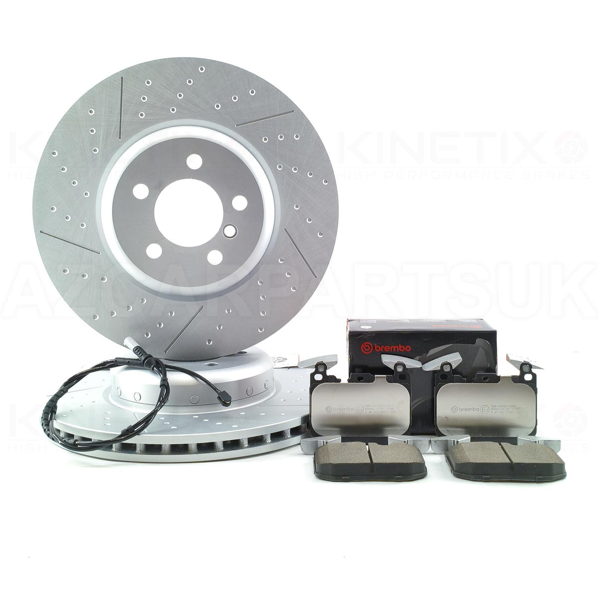 FOR BMW 330d 335d 430d 435d Fxx M SPORT PERFORMANCE DIMPLED GROOVED Bi-METTALIC FRONT BRAKE DISCS BREMBO PADS & WEAR SENSOR LEAD 370mm