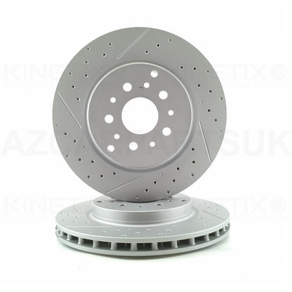 FOR MASERATI GRANTURISMO GRANCABRIO 4.2/4.7 V8 DRILLED REAR BRAKE DISCS PAIR 330mm X 28mm KINETIX 221253 | 228411 | 257142