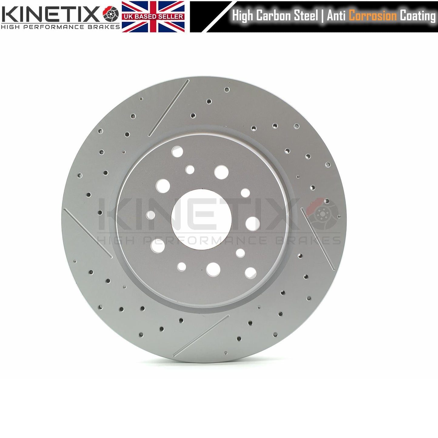 FOR MASERATI GRANTURISMO GRANCABRIO 4.2/4.7 V8 DRILLED REAR BRAKE DISCS PAIR 330mm X 28mm KINETIX 221253 | 228411 | 257142