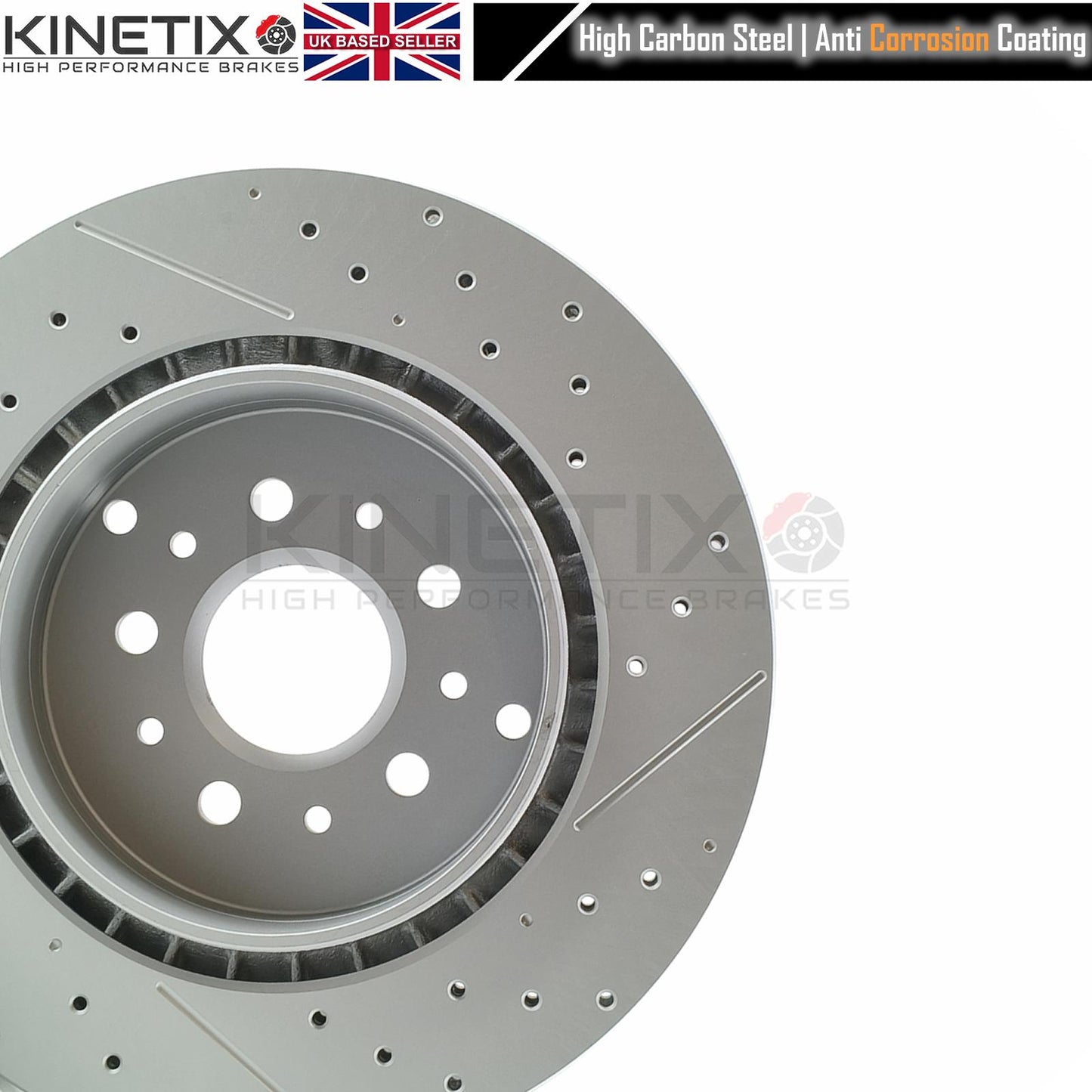 FOR MASERATI GRANTURISMO GRANCABRIO 4.2/4.7 V8 DRILLED REAR BRAKE DISCS PAIR 330mm X 28mm KINETIX 221253 | 228411 | 257142