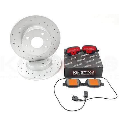 FOR FIAT ABARTH 500 595 695 DRILLED REAR BRAKE DISCS RACING PADS 240mm 51885456