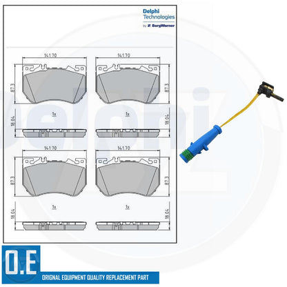FOR MERCEDES C220d C300d C300de C200 C300 C300e (206) DELPHI FRONT BRAKE PADS