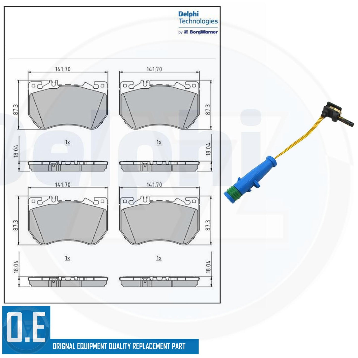 FOR MERCEDES C220d C300d C300de C200 C300 C300e (206) DELPHI FRONT BRAKE PADS