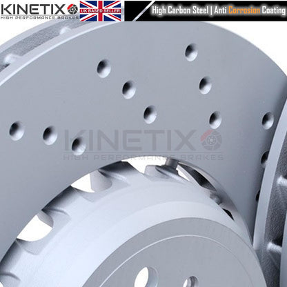 FOR BMW M2 CS (F87) REAR LEFT RIGHT CROSS DRILLED BRAKE DISCS PAIR 380mm X 28mm 34118072019 | 34118072020 | 34 11 8 072 019 | 34 11 8 072 020