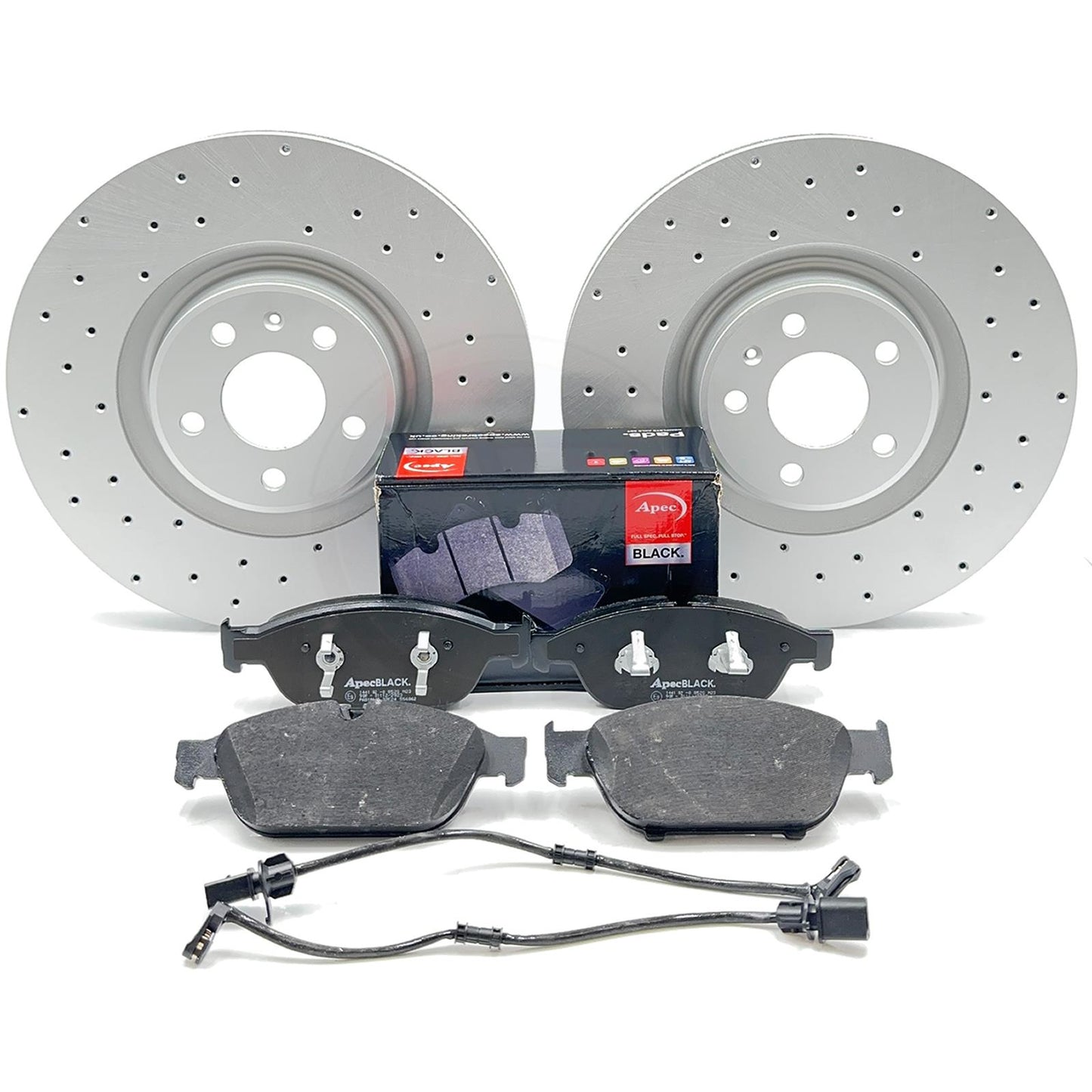 FOR AUDI A6 3.0 BiTDI C7 CROSS DRILLED FRONT BRAKE DISCS APEC BLACK PADS 356mm