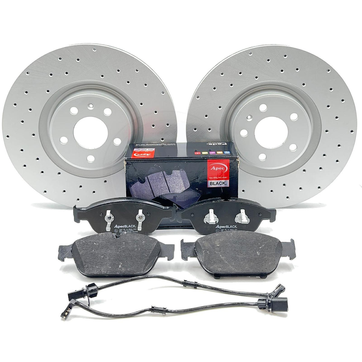 FOR AUDI A6 3.0 BiTDI C7 CROSS DRILLED FRONT BRAKE DISCS APEC BLACK PADS 356mm