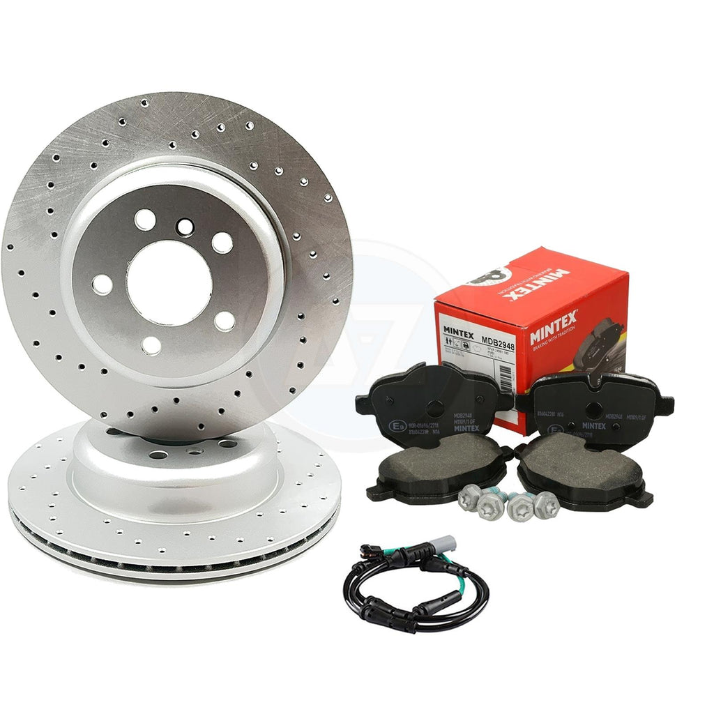 FOR BMW 518d 520d 525d 520i M SPORT DRILLED REAR BRAKE DISCS MINTEX PADS 330mm