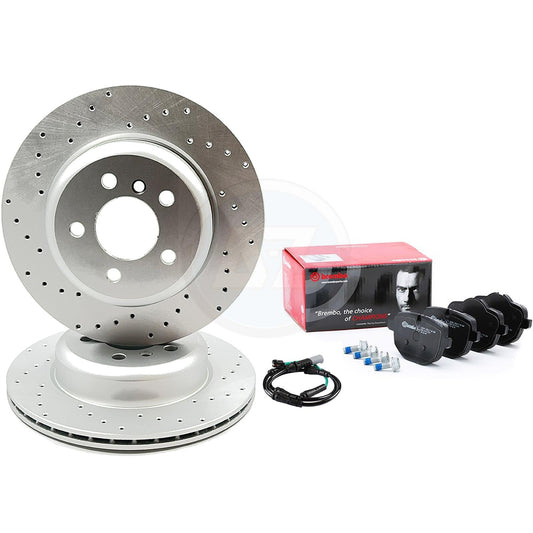 FOR BMW 518d 520d 525d 520i M SPORT DRILLED REAR BRAKE DISCS BREMBO PADS 330mm
