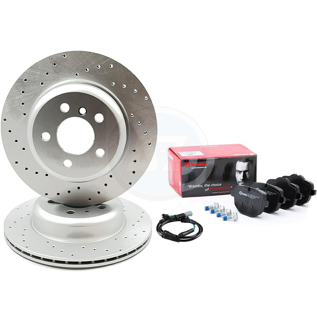 FOR BMW 518d 520d 525d 520i M SPORT DRILLED REAR BRAKE DISCS BREMBO PADS 330mm