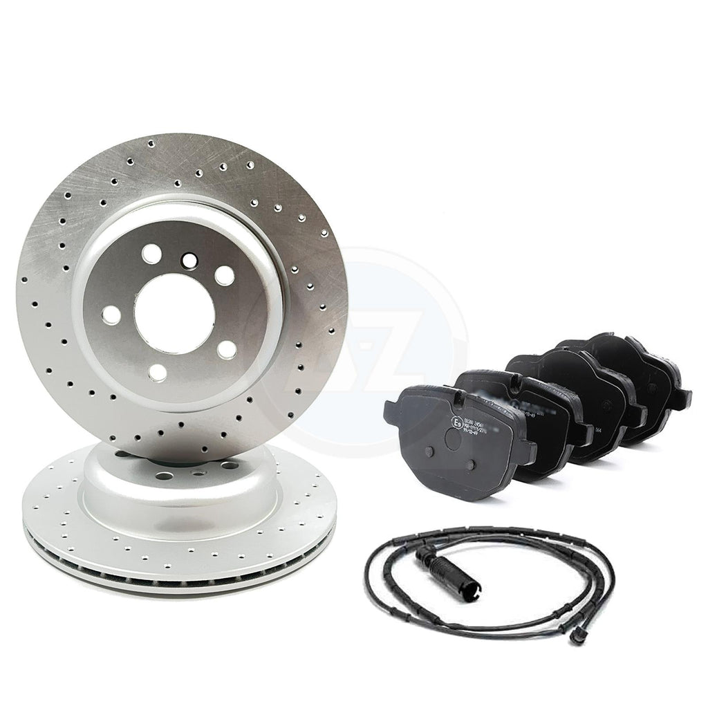 FOR BMW 518d 520d 525d 520i M SPORT DRILLED REAR BRAKE DISCS PADS SENSOR 330mm