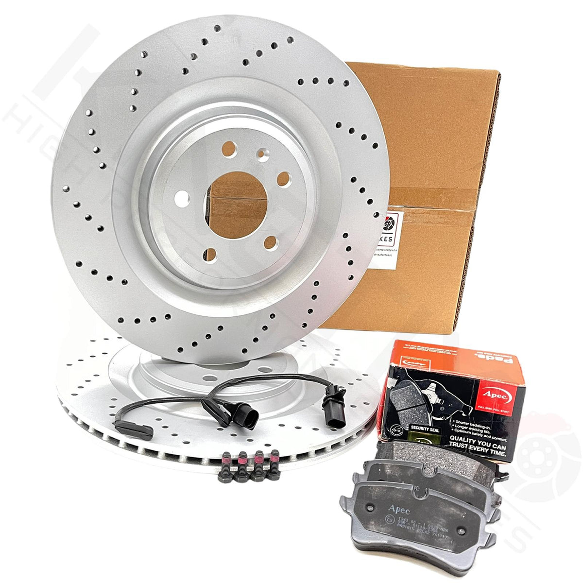 FOR AUDI A8 FRONT REAR DRILLED PERFORMANCE BRAKE DISCS APEC PADS 400mm 356mm