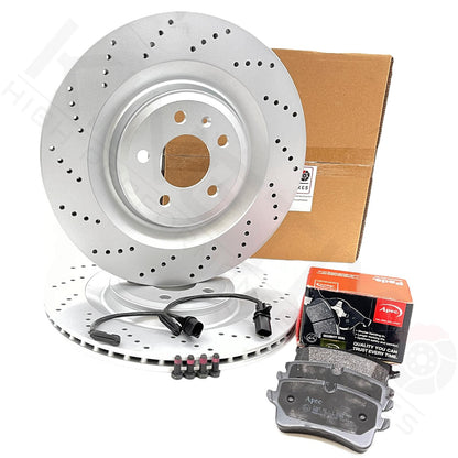 FOR AUDI A8 FRONT REAR DRILLED PERFORMANCE BRAKE DISCS APEC PADS 400mm 356mm