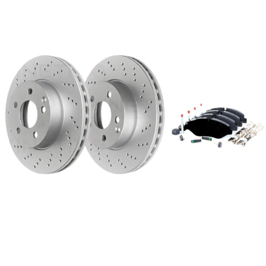 FOR MERCEDES SPRINTER VW CRAFTER 2006- DRILLED FRONT BRAKE DISCS PADS SENSOR