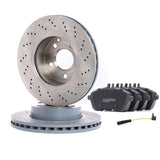 FOR MERCEDES E-CLASS E200 E280 E320 E350 FRONT CROSS DRILLED BRAKE DISCS PADS