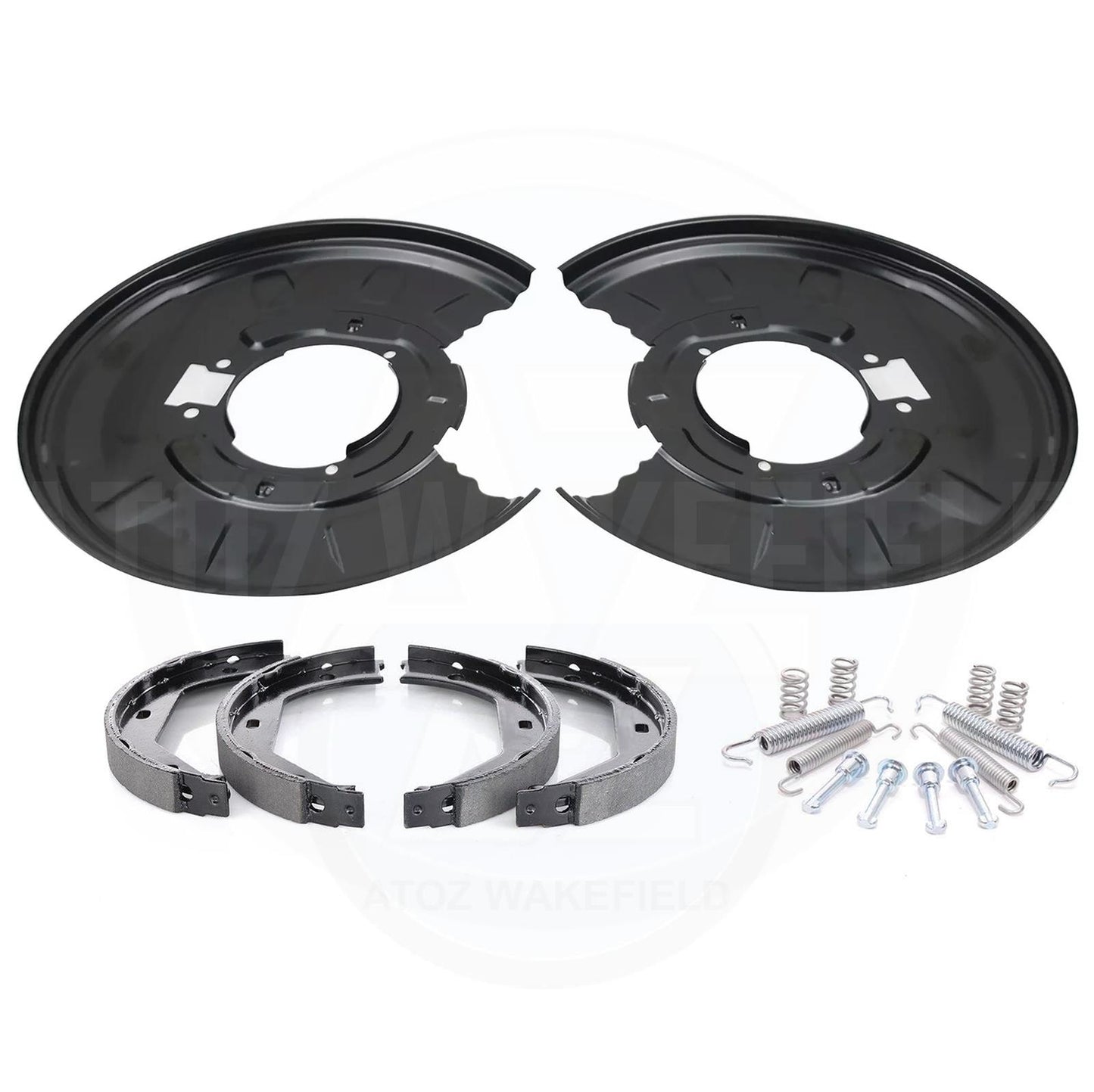REAR DISC BRAKE BACKING PLATES SHOES & FITTING KIT FOR BMW E46 330i 330d X3 E83