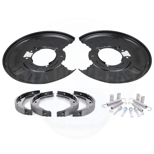 REAR DISC BRAKE BACKING PLATES SHOES & FITTING KIT FOR BMW E46 330i 330d X3 E83