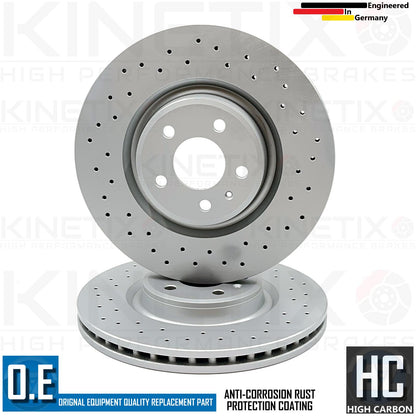 FOR AUDI S4 S5 A6 A7 FRONT CROSS DRILLED PERFORMANCE BRAKE DISCS PAIR 345mm