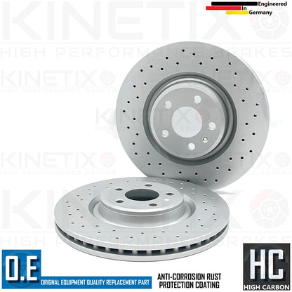 FOR AUDI S4 S5 A6 A7 FRONT CROSS DRILLED PERFORMANCE BRAKE DISCS PAIR 345mm