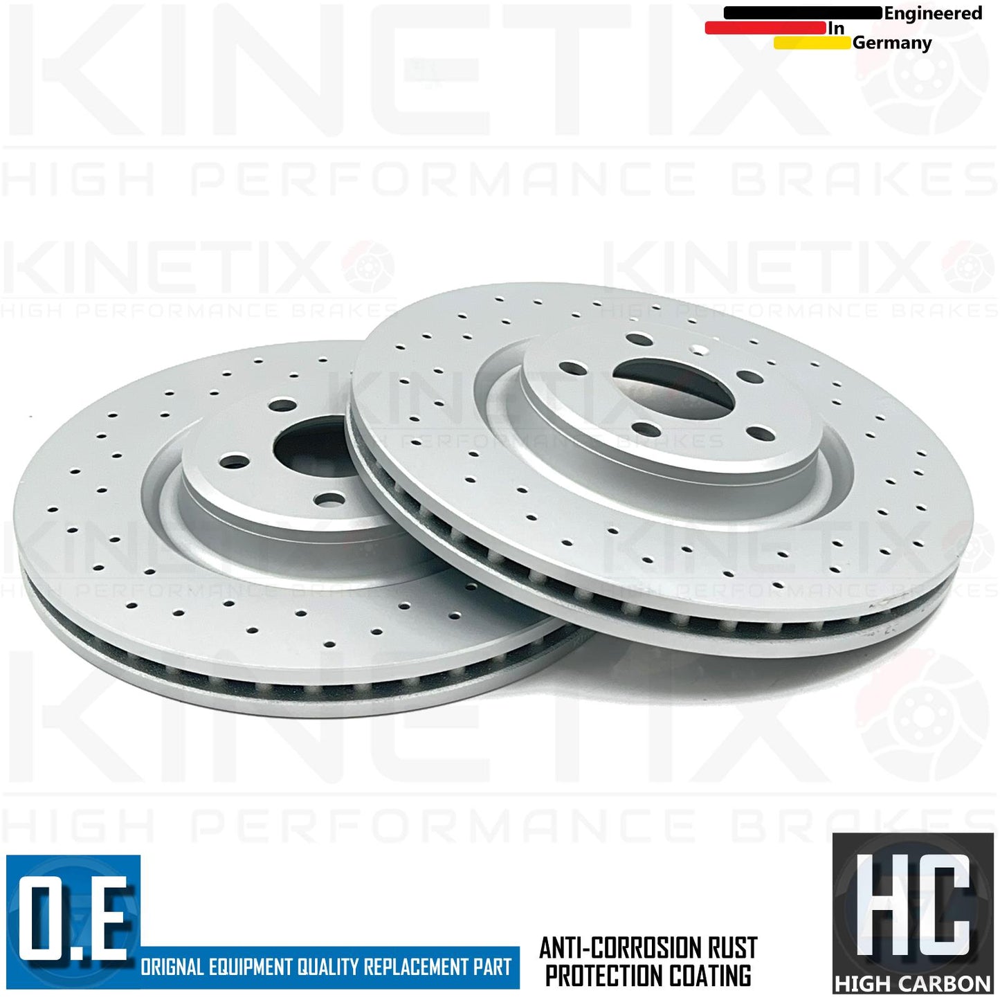 FOR AUDI S4 S5 A6 A7 FRONT CROSS DRILLED PERFORMANCE BRAKE DISCS PAIR 345mm