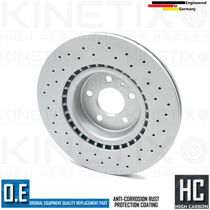 FOR AUDI S4 S5 A6 A7 FRONT CROSS DRILLED PERFORMANCE BRAKE DISCS PAIR 345mm