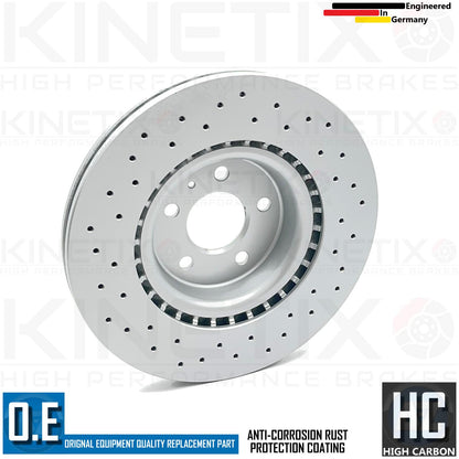 FOR AUDI S4 S5 A6 A7 FRONT CROSS DRILLED PERFORMANCE BRAKE DISCS PAIR 345mm