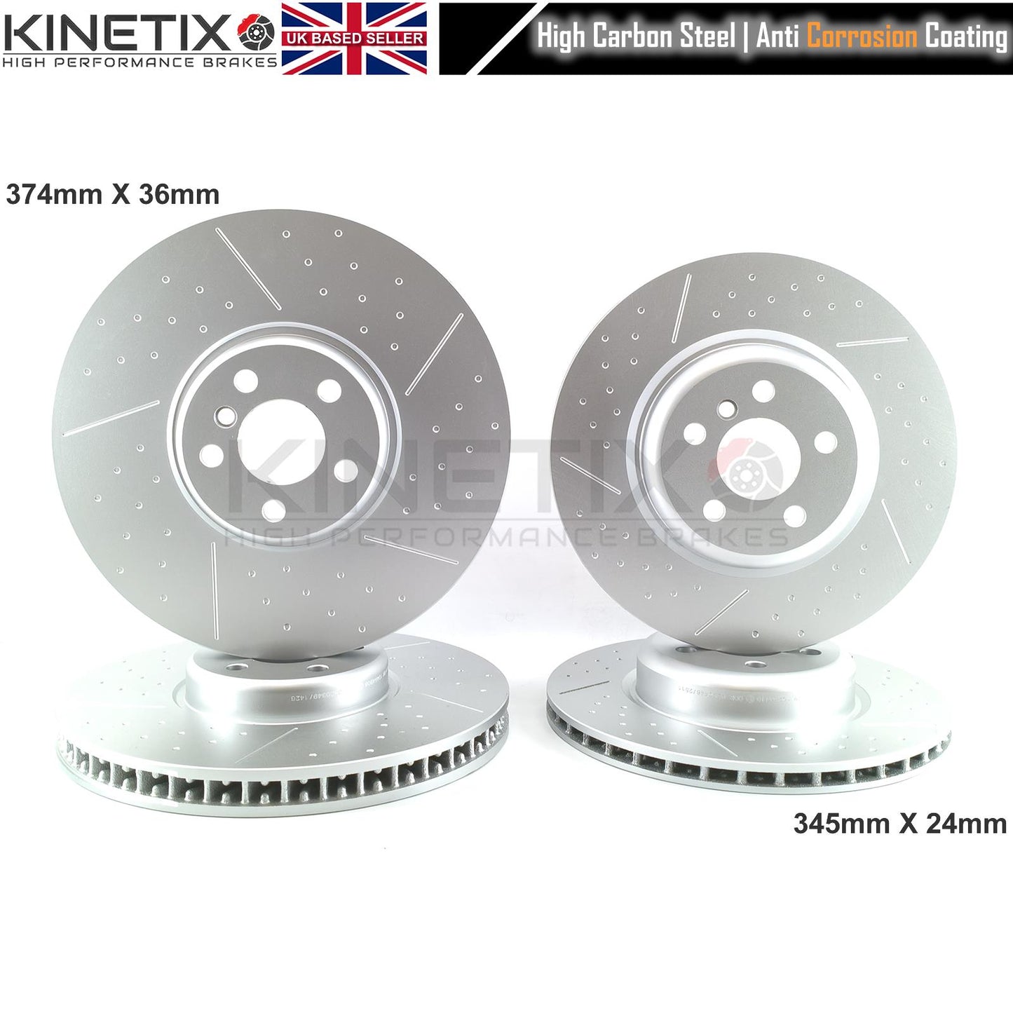 FOR BMW 530e G31 M SPORT M PERFORMANCE DIMPLED GROOVED FRONT REAR BRAKE DISCS 374mm 345mm
