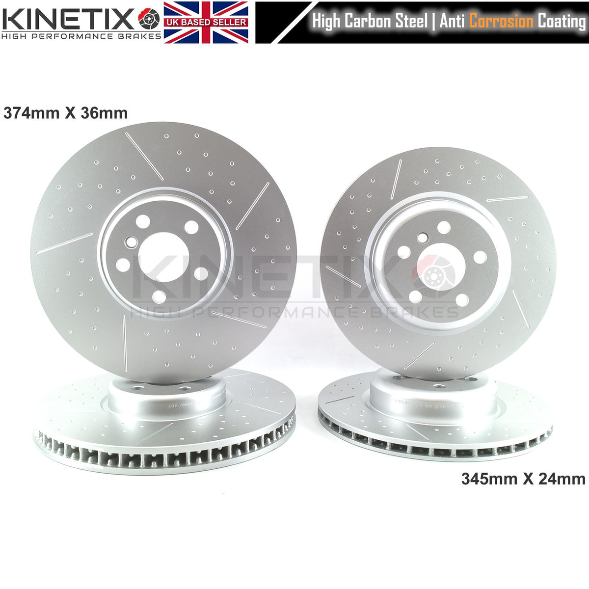 BMW 530i G30 M SPORT FRONT REAR BRAKE DISCS 374mm 345mm DIMPLE GROOVED
