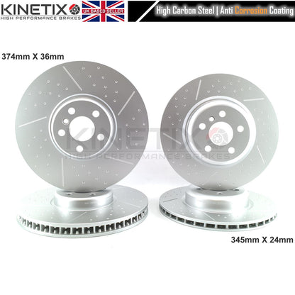FOR BMW X5 30d G05 M SPORT M PERFORMANCE DIMPLED GROOVED FRONT REAR BRAKE DISCS 374mm 345mm