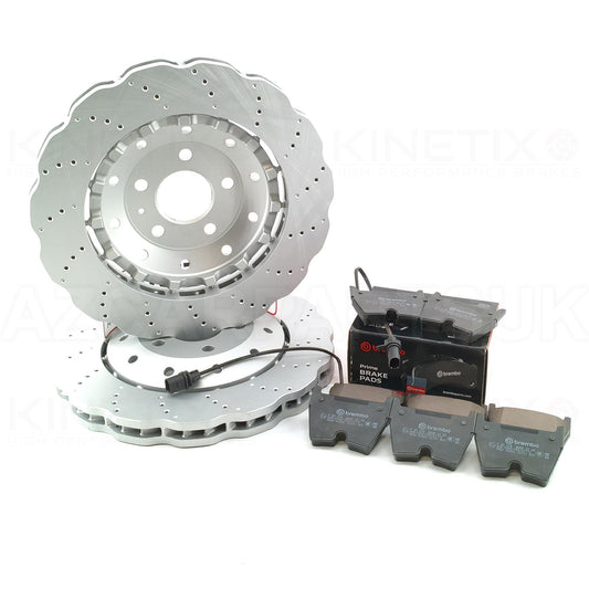 FOR AUDI RS4 RS5 R8 WAVEY FRONT BRAKE DISCS BREMBO OEM PADS 365mm X 34mm