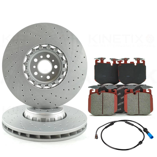 BMW X3 M F97 X4 M F98 FRONT BRAKE DISCS CERAMIC RACING PERFORMANCE BRAKE PADS SET & WEAR WIRE SENSOR LEAD 395mm X 34mm 34118054825 | 34118054826