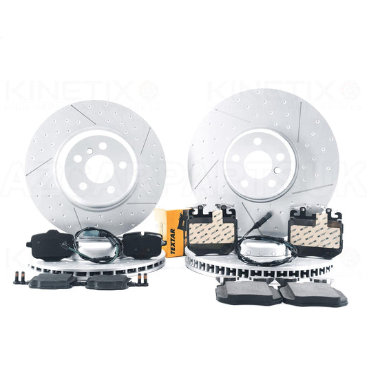 BMW 640i M SPORT G26 FRONT REAR BRAKE DISCS TEXTAR PADS WIRES 374mm 345mm