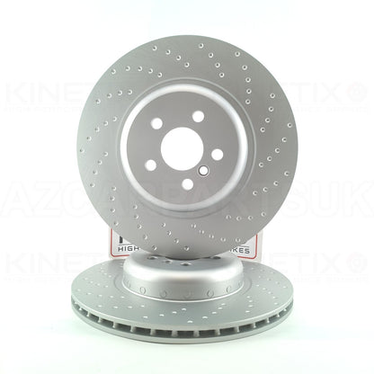 FOR BMW X5 M 50i G05 CROSS DIMPLED REAR BRAKE DISCS PAIR 370mm
