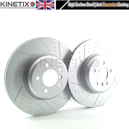 FOR BMW 340i 440i Fxx M SPORT M PERFORMANCE DIMPLED GROOVED Bi-METALLIC 2 PIECE FRONT REAR BRAKE DISCS BREMBO PADS & SENSORS 370mm 345mm