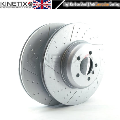 FOR BMW 330d 335d 430d 435d Fxx M SPORT PERFORMANCE DIMPLED GROOVED Bi-METTALIC FRONT BRAKE DISCS BREMBO PADS & WEAR SENSOR LEAD 370mm