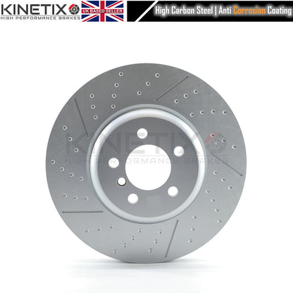 FOR BMW 330d 335d 430d 435d Fxx M SPORT PERFORMANCE DIMPLED GROOVED Bi-METTALIC FRONT BRAKE DISCS BREMBO PADS & WEAR SENSOR LEAD 370mm