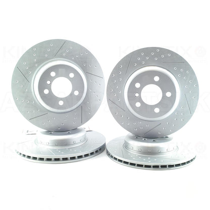 FOR BMW 335i 435i 340i 440i F30 F31 F32 F33 F34 F36 M SPORT M PERFORMANCE DIMPLED GROOVED FRONT REAR 2-PIECE Bi-METALLIC BRAKE DISCS 370mm 345mm