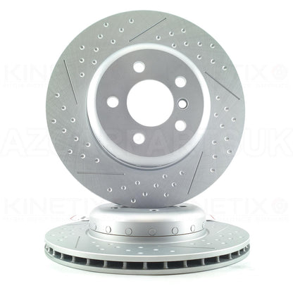 FOR BMW 330d 335d 430d 435d F30 F31 F32 F33 F34 F36 M SPORT PERFORMANCE DIMPLED GROOVED REAR 2-PIECE Bi-METALLIC BRAKE DISCS CEARMIC RACING PADS & WEAR WIRE SENSOR LEAD 345mm X 24mm