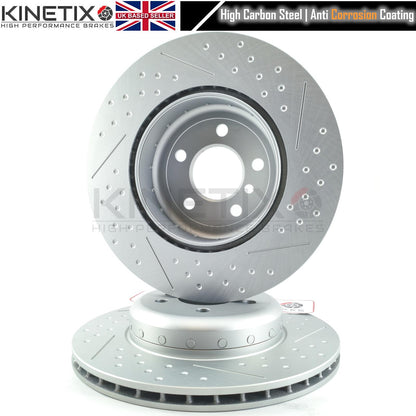 FOR BMW 335i 435i 340i 440i F30 F31 F32 F33 F34 F36 M SPORT PERFORMANCE DIMPLED GROOVED REAR 2-PIECE Bi-METALLIC BRAKE DISCS TEXTAR PADS & WEAR WIRE SENSOR LEAD 345mm X 24mm