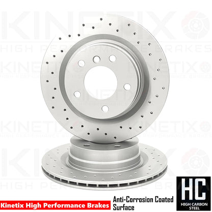 FOR BMW 325i E90 E91 E92 M SPORT DRILLED REAR BRAKE DISCS BREMBO PADS SENSOR