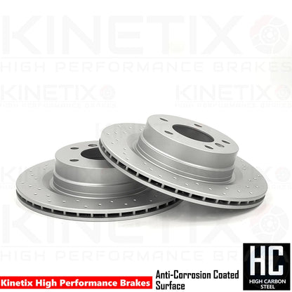 TX057 FOR BMW 1/2/3/4 SERIES M SPORT CROSS DRILLED REAR BRAKE DISCS PAIR 300mm