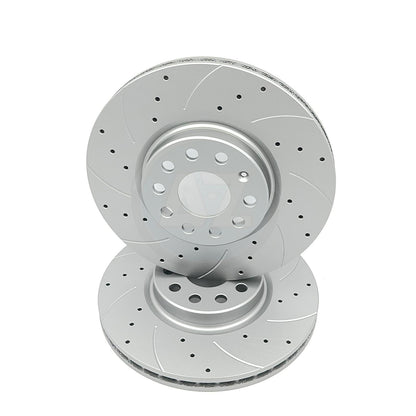 FOR VW GOLF GTi MK6 DRILLED GROOVED FRONT BRAKE DISCS MINTEX PADS 312mm 1LJ/1LL