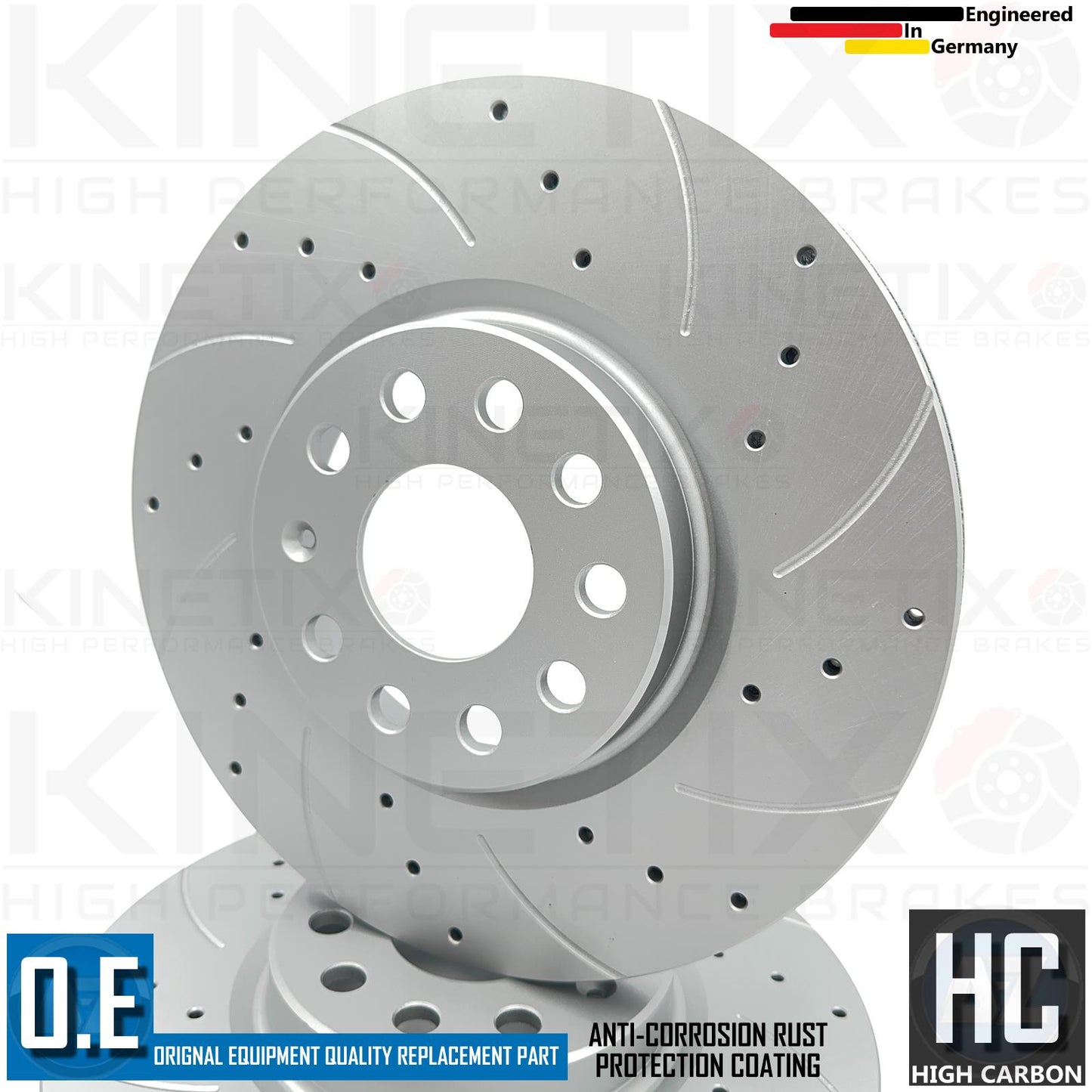 FOR SKODA OCTAVIA 1.8 TSI 4X4 14-20 FRONT REAR DRILLED GROOVE BRAKE DISCS